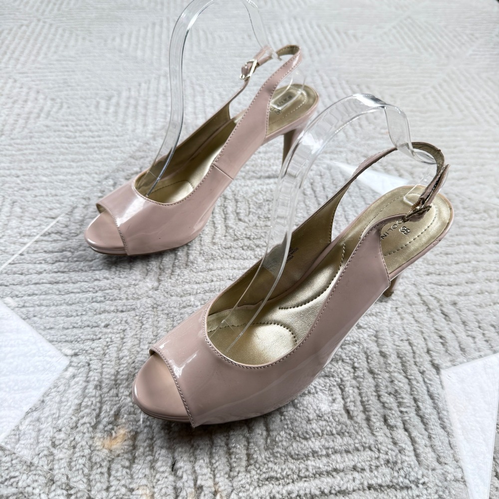 Bandolino Ribbon Slingback Heels Womens 9.5M Pink Patent Pumps Coquette Office